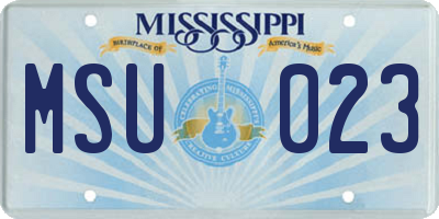 MS license plate MSU023