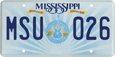 MS license plate MSU026