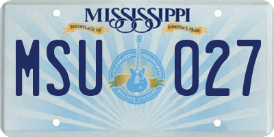 MS license plate MSU027