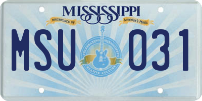 MS license plate MSU031
