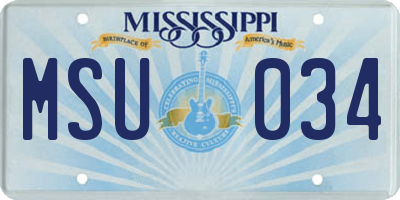 MS license plate MSU034