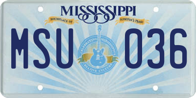 MS license plate MSU036