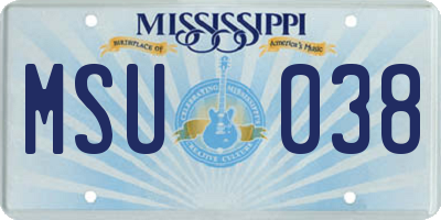 MS license plate MSU038