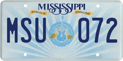 MS license plate MSU072