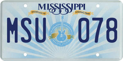 MS license plate MSU078