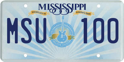 MS license plate MSU100