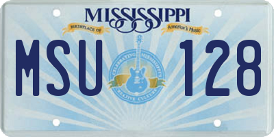 MS license plate MSU128