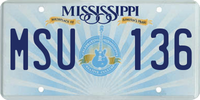 MS license plate MSU136