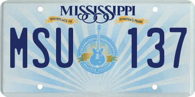 MS license plate MSU137