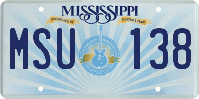 MS license plate MSU138
