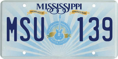 MS license plate MSU139