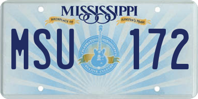 MS license plate MSU172