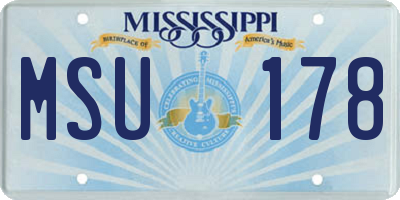 MS license plate MSU178