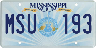 MS license plate MSU193
