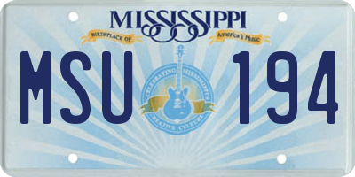 MS license plate MSU194