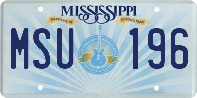 MS license plate MSU196