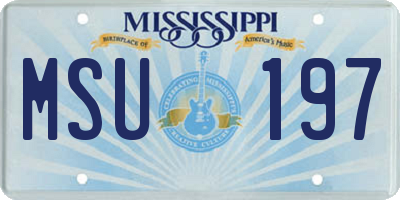 MS license plate MSU197
