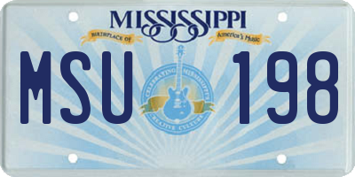 MS license plate MSU198