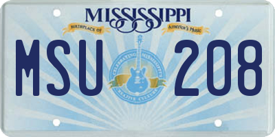 MS license plate MSU208