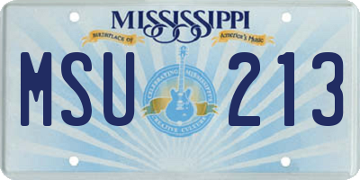MS license plate MSU213