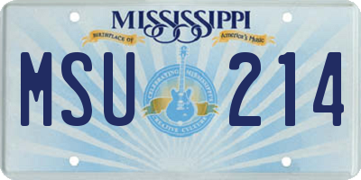 MS license plate MSU214