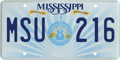 MS license plate MSU216