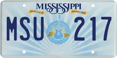MS license plate MSU217
