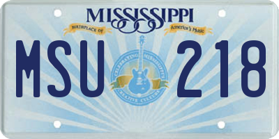 MS license plate MSU218