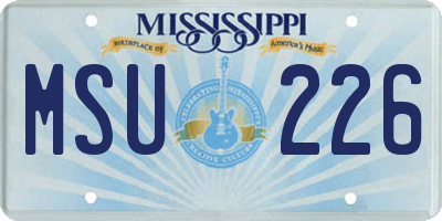 MS license plate MSU226