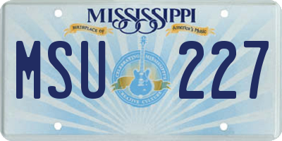 MS license plate MSU227