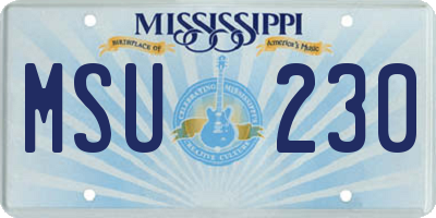 MS license plate MSU230