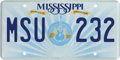 MS license plate MSU232
