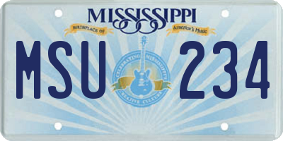 MS license plate MSU234