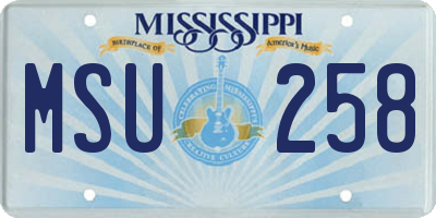 MS license plate MSU258