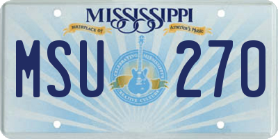 MS license plate MSU270