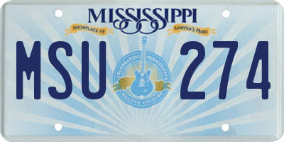 MS license plate MSU274