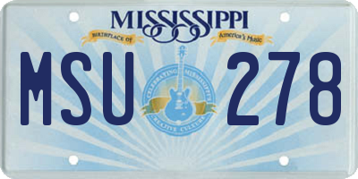MS license plate MSU278