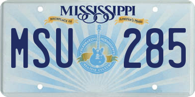 MS license plate MSU285
