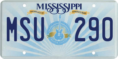MS license plate MSU290