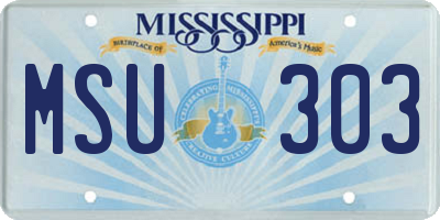 MS license plate MSU303