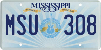 MS license plate MSU308