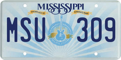 MS license plate MSU309