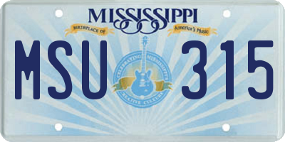 MS license plate MSU315
