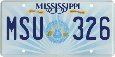 MS license plate MSU326