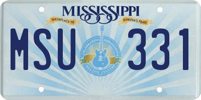 MS license plate MSU331