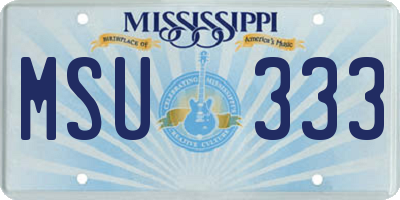 MS license plate MSU333