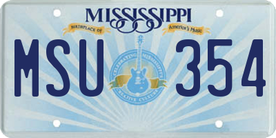 MS license plate MSU354