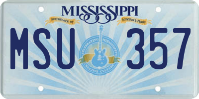 MS license plate MSU357
