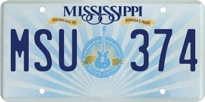 MS license plate MSU374
