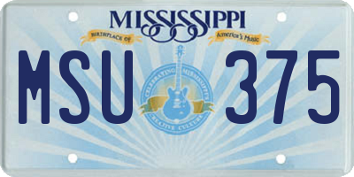 MS license plate MSU375